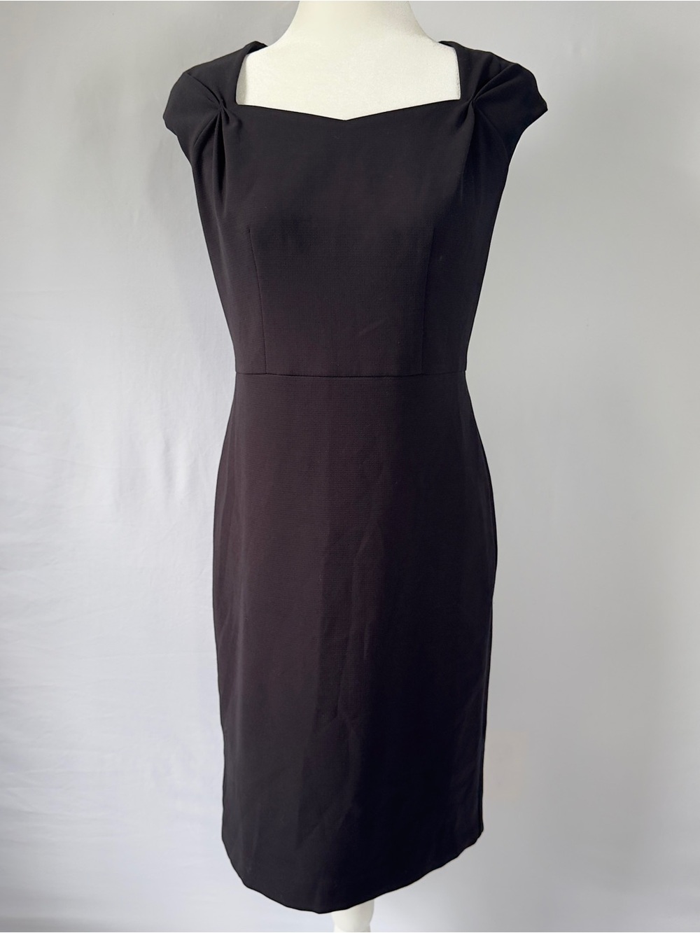Ann Taylor Size 2 NWT Black Sheath Dress Cap Sleeve Square Neck LBD $139 Ret